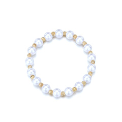 Pearl & 18K Gold-Plated Beaded Stretch Anklet