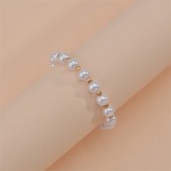 Pearl & 18K Gold-Plated Beaded Stretch Anklet