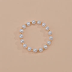 Pearl & 18K Gold-Plated Beaded Stretch Anklet