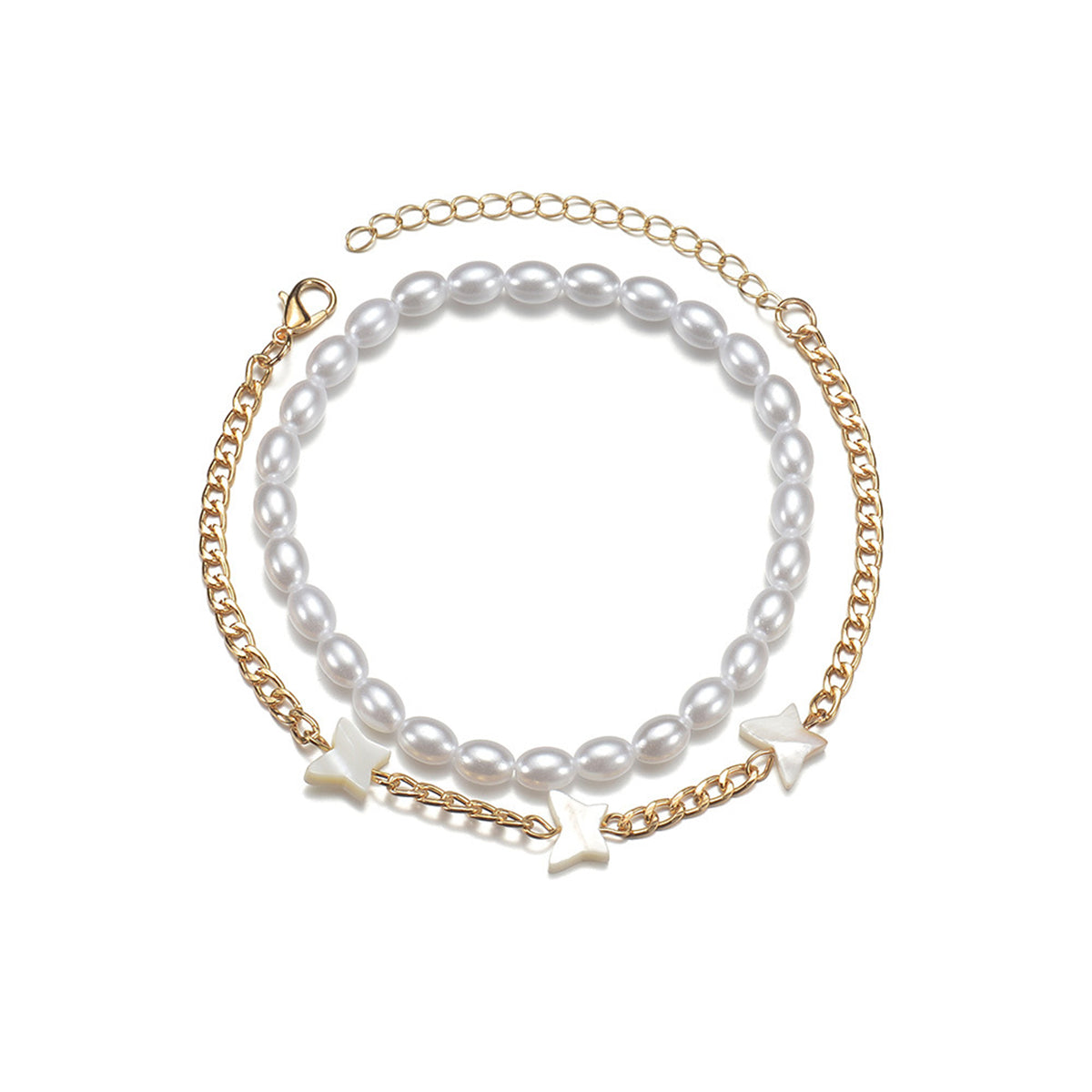 Pearl and Acrylic 18K Gold-Plated Butterfly Station Anklet Set, jewelry gift sets for women, everyday style, lifestyle look