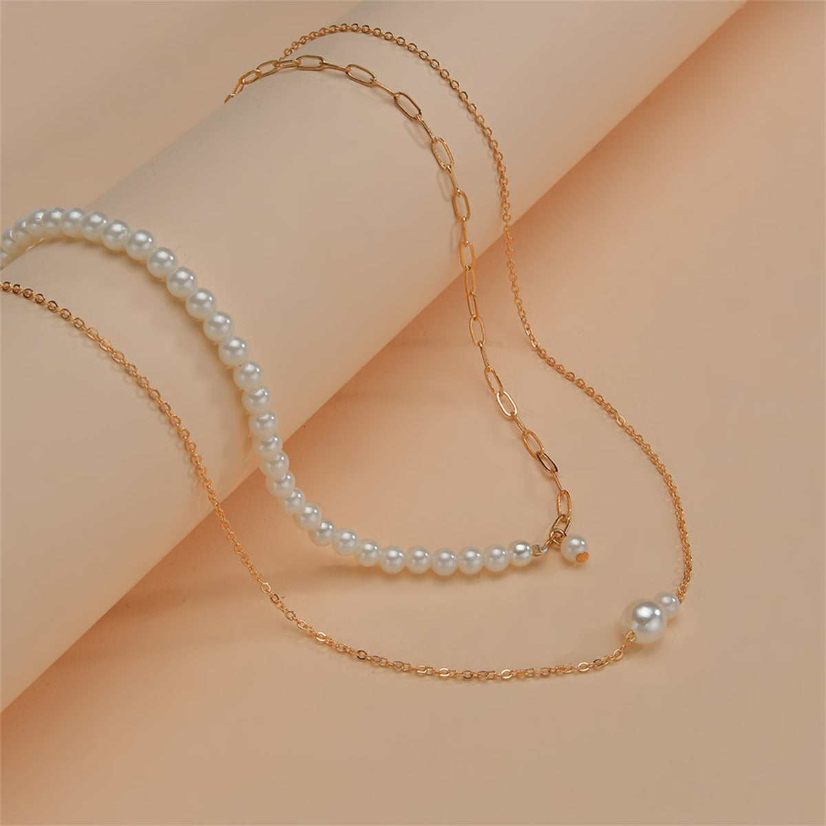 Pearl & 18K Gold-Plated Layered Pendant Necklace