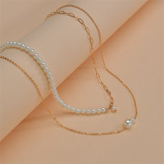 Pearl & 18K Gold-Plated Layered Pendant Necklace