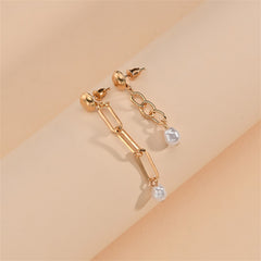 Pearl & 18K Gold-Plated Stretch Rings & Drop Earrings