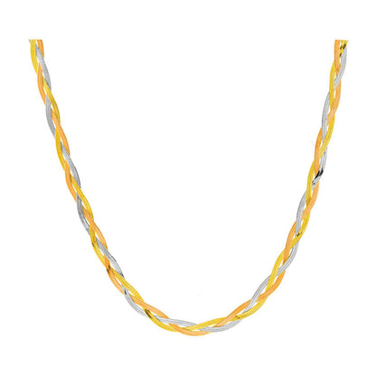 Tri-Tone Snake Chain Weave Necklace, pendant necklace for women, botanical inspired, front view