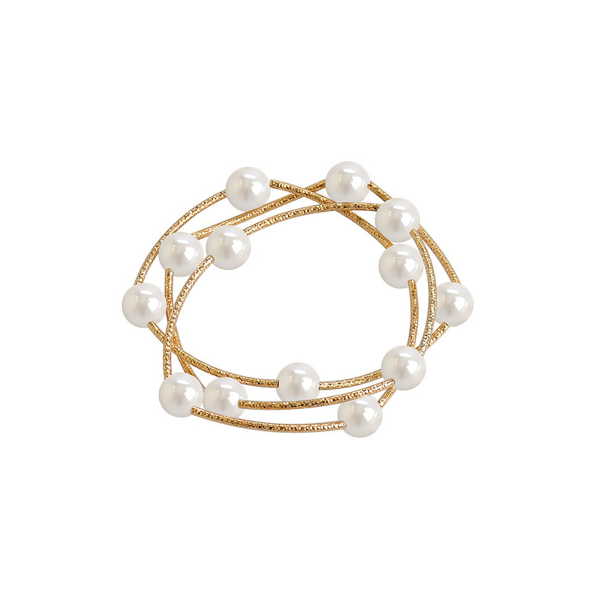 Pearl and 18K Gold-Plated Wrap Station Bracelet, gold bracelet for women, everyday style, front view
