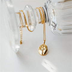 18K Gold-Plated Rose Oval Pendant Necklace