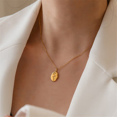18K Gold-Plated Rose Oval Pendant Necklace