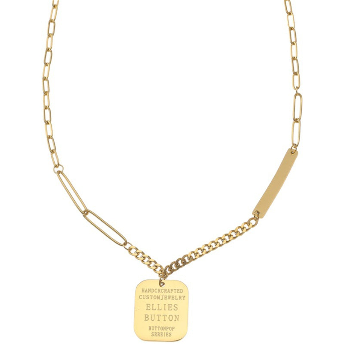 18K Gold-Plated Rectangle Bar Pendant Necklace, gold pendant necklace for women, botanical inspired, front view