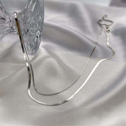 Silver-Plated Snake Chain Layered Necklace, silver pendant necklace for women, vintage-inspired design, lifestyle look
