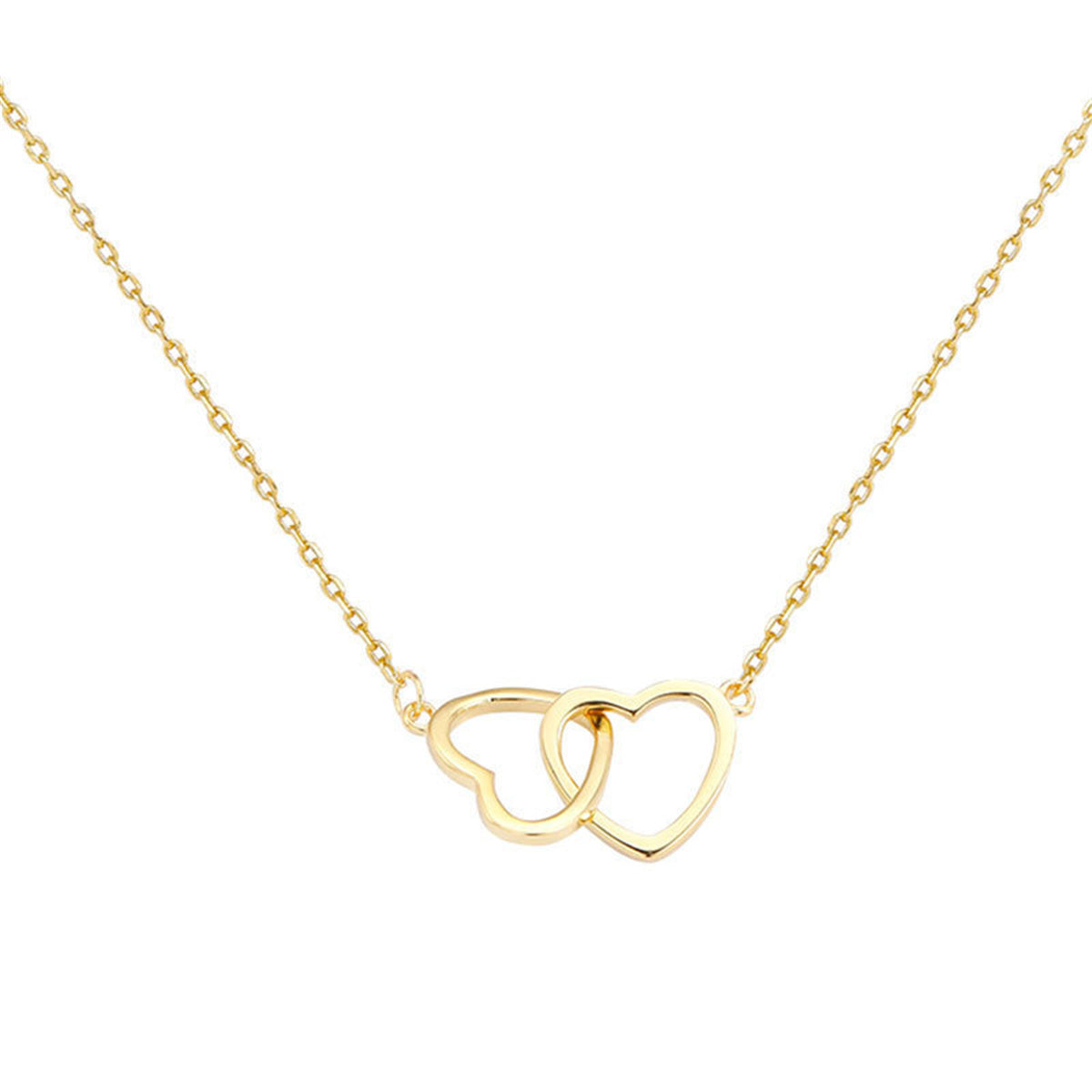 18K Gold-Plated Interlocking Heart Pendant Necklace