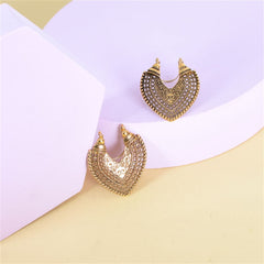 18K Gold-Plated Openwork Heart Huggie Earrings