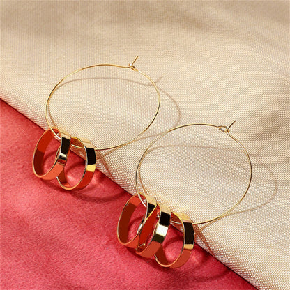 18K Gold-Plated Ring-Accent Hoop Earrings, gold drop earrings for women, elegant gift for her, lifestyle look