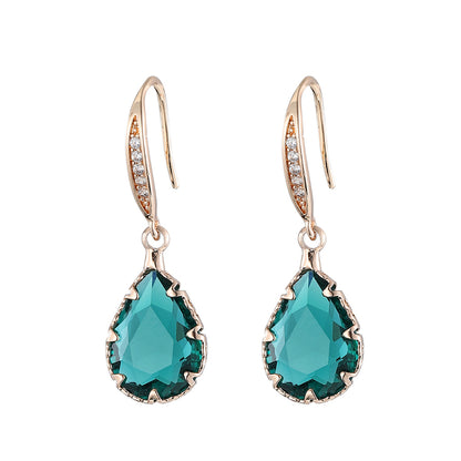Green Crystal & Cubic Zirconia Pavé Pear-Cut Drop Earrings