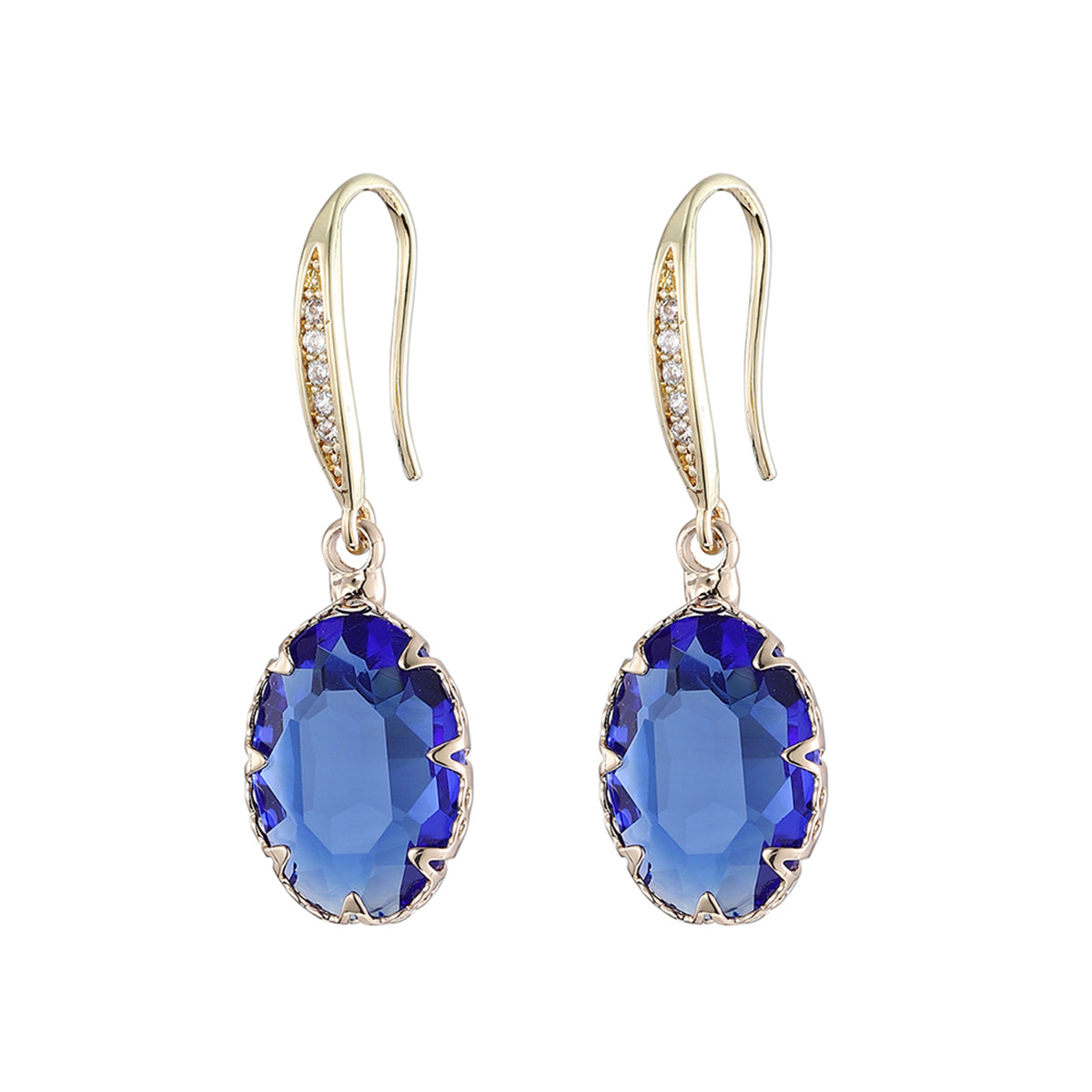 Blue Crystal & Cubic Zirconia Drop Earrings