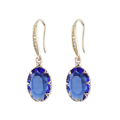 Blue Crystal & Cubic Zirconia Drop Earrings