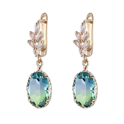 Oval-Cut Crystal & 18K Gold-Plated Huggie Earring