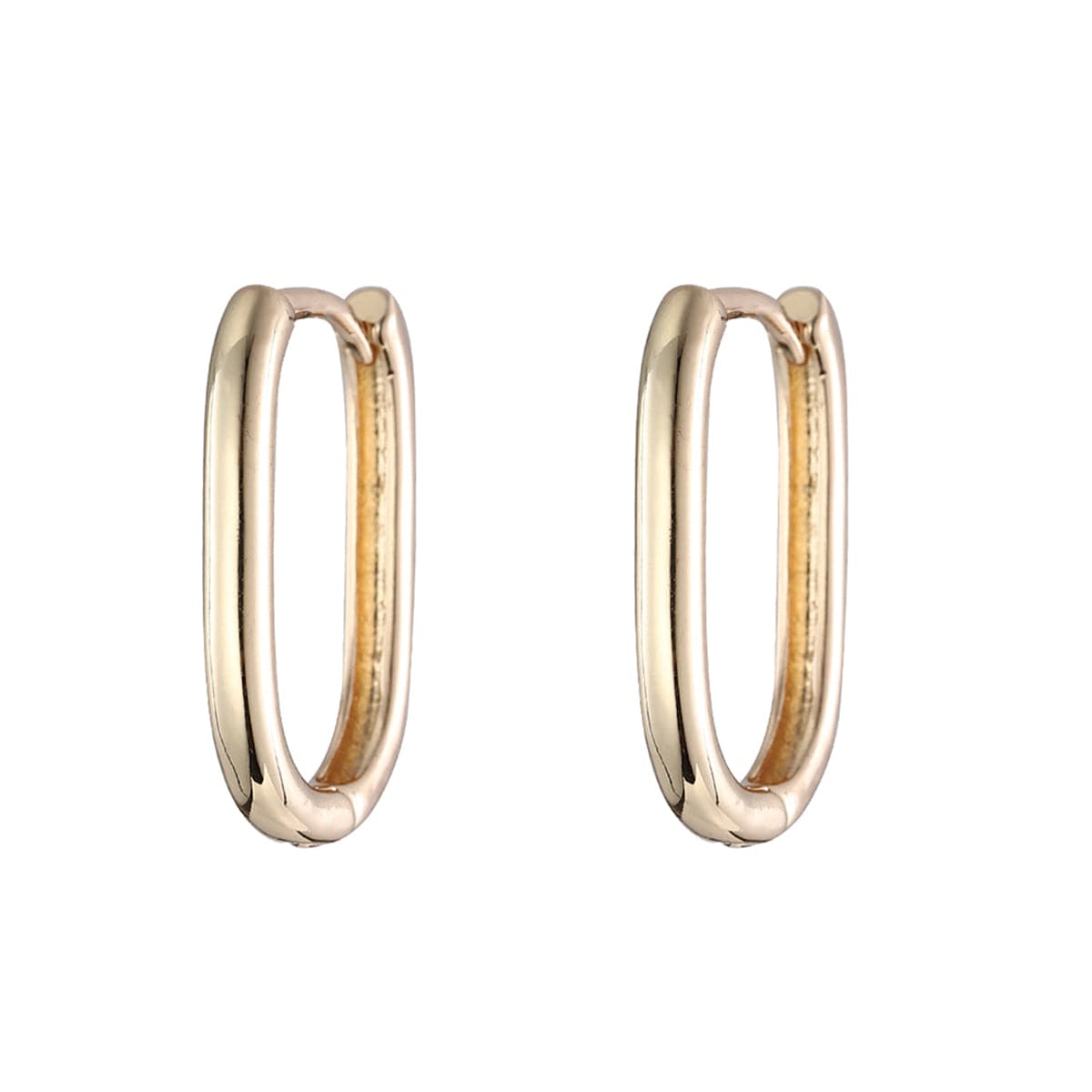 18K Gold-Plated Square Huggie Earrings, gold huggie earrings, elegant gift for her, front view
