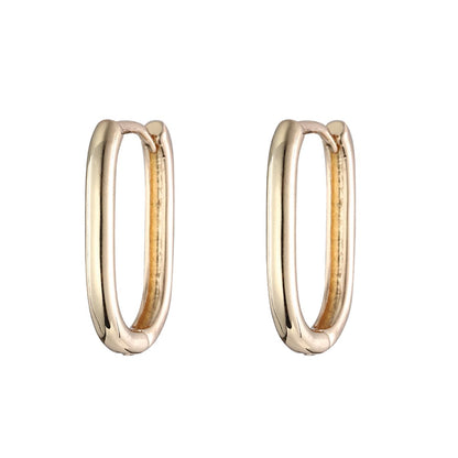 18K Gold-Plated Square Huggie Earrings, gold huggie earrings, elegant gift for her, front view