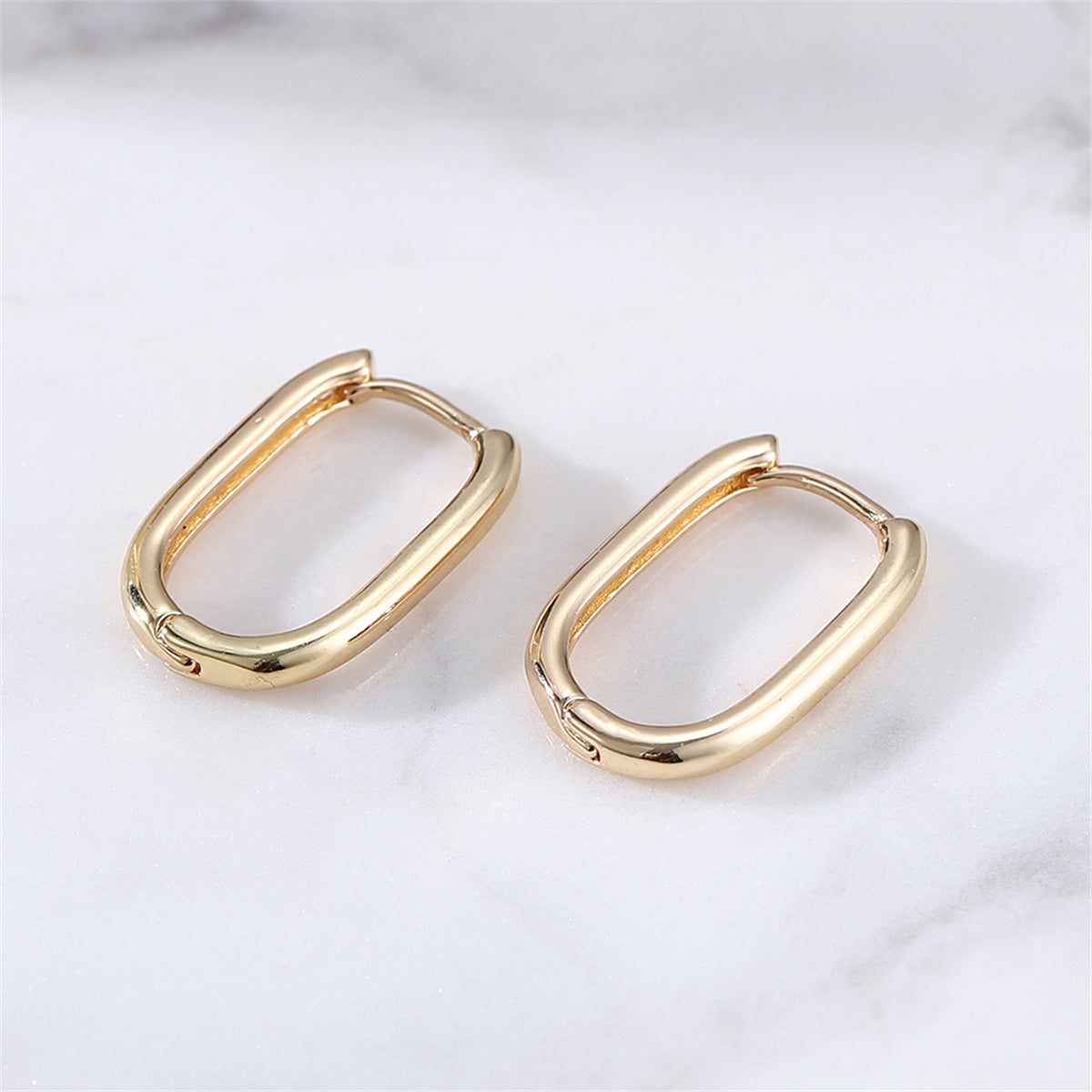 18K Gold-Plated Square Huggie Earrings