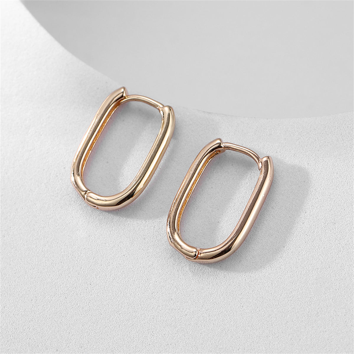 18K Gold-Plated Square Huggie Earrings, gold huggie earrings, elegant gift for her, detail close-up