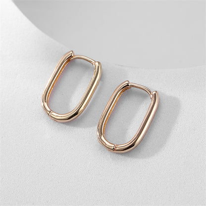 18K Gold-Plated Square Huggie Earrings, gold huggie earrings, elegant gift for her, detail close-up