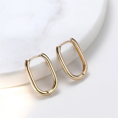 18K Gold-Plated Square Huggie Earrings, gold huggie earrings, elegant gift for her, lifestyle look