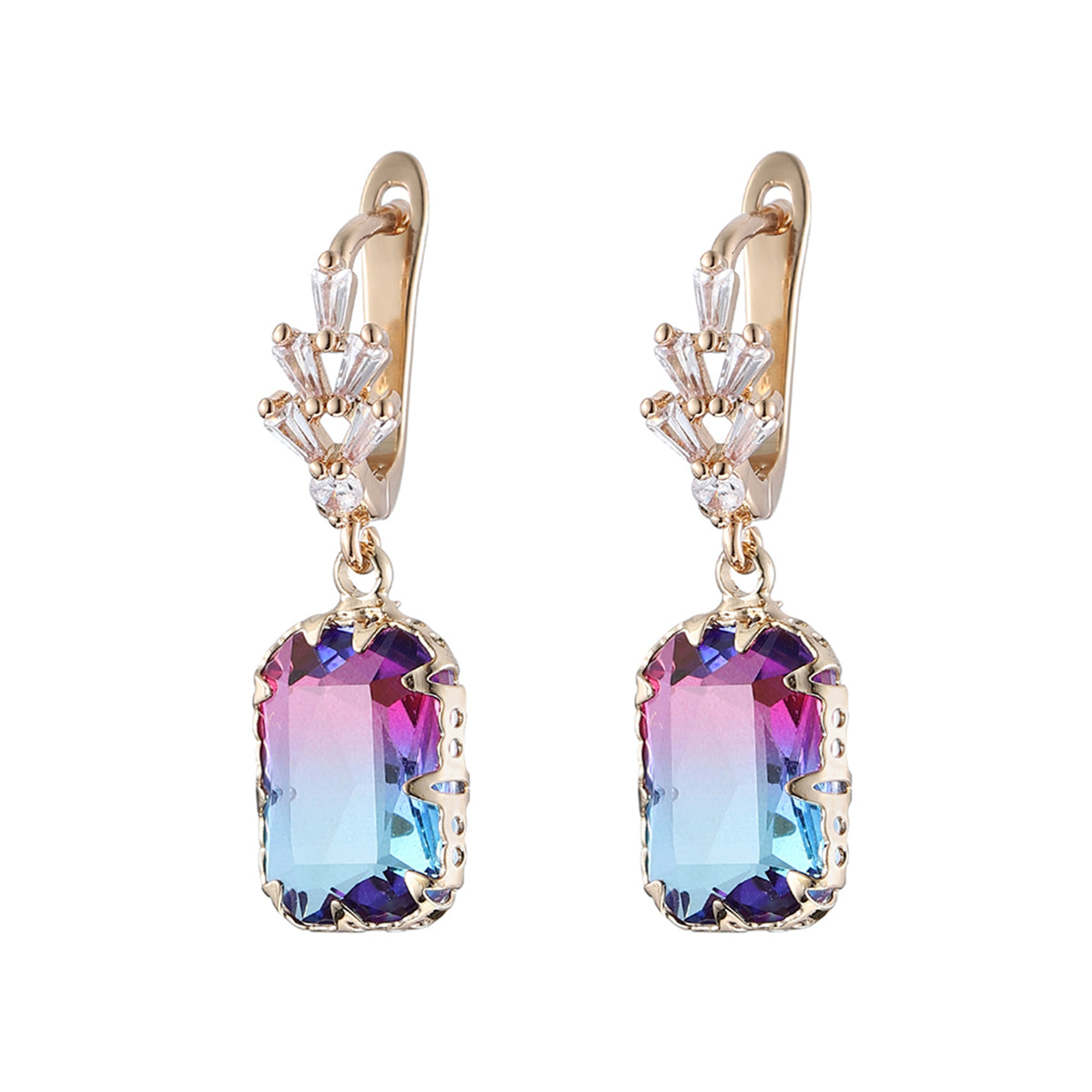 Radiant-Cut Crystal & 18K Gold-Plated Huggie Earring