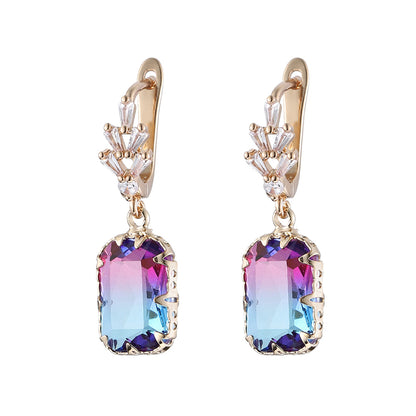 Radiant-Cut Crystal & 18K Gold-Plated Huggie Earring