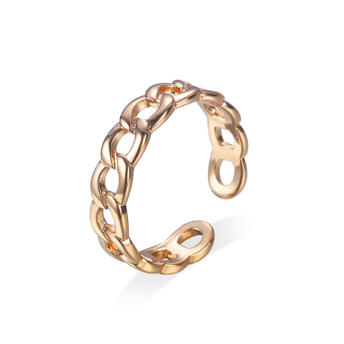 18K Gold-Plated Curb Chain Adjustable Ring