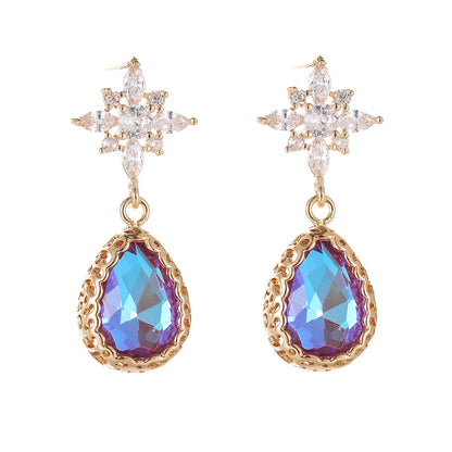 Purple Crystal & 18K Gold-Plated Star Drop Earrings