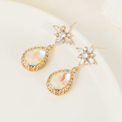 White Crystal & Cubic Zirconia 18K Gold-Plated Star Drop Earrings