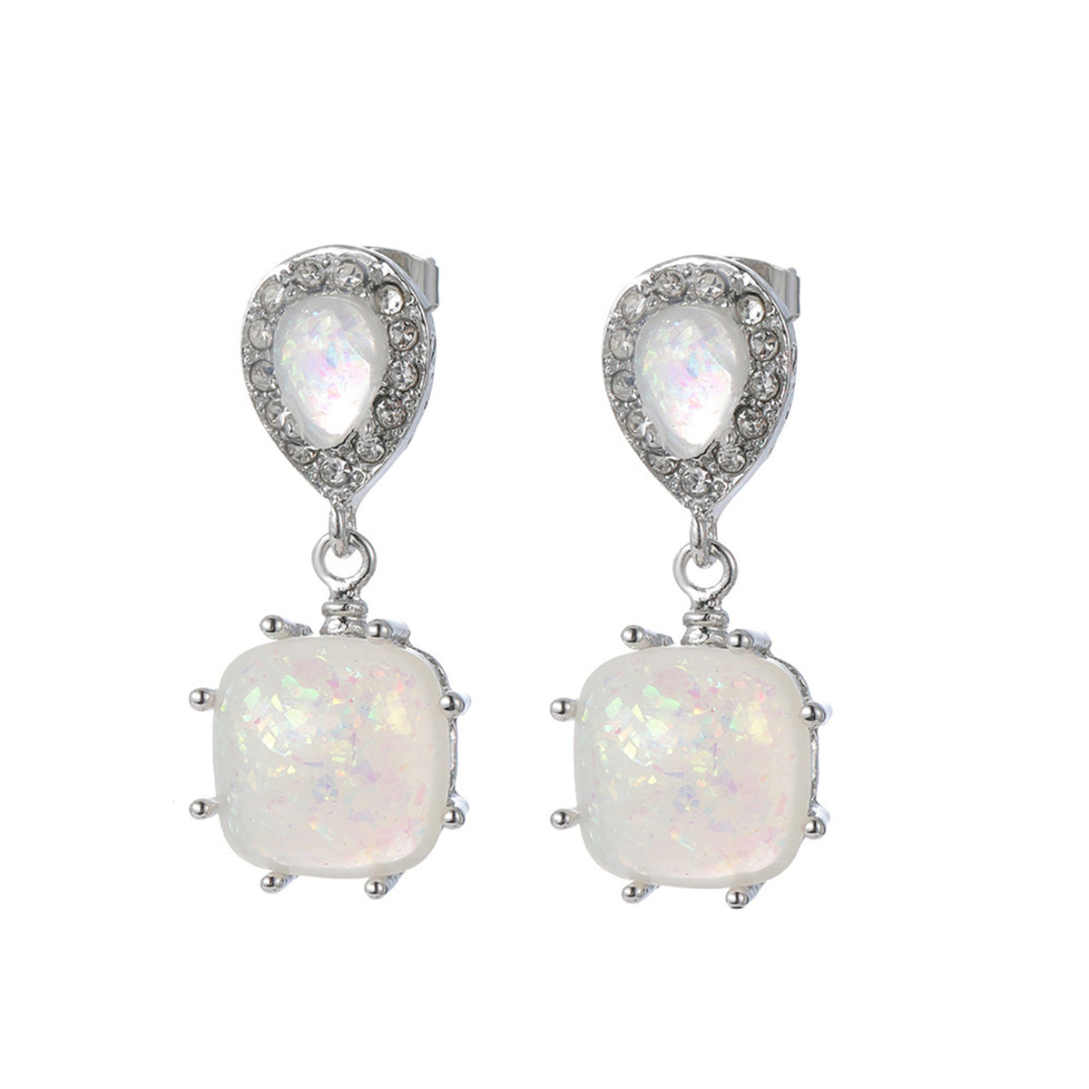 Resin & Cubic Zirconia Drop Earrings