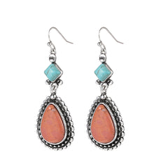 Turquoise & Silver-Plated Drop Earrings