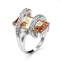 Champagne Crystal & Cubic Zirconia Pavé Wrap Emerald-Cut Ring