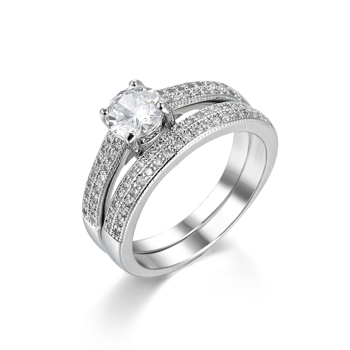 Crystal & Cubic Zirconia Pavé Stacking Ring Set
