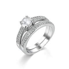 Crystal & Cubic Zirconia Pavé Stacking Ring Set