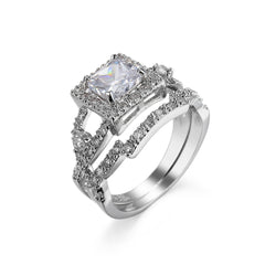 Crystal & Cubic Zirconia Openwork Princess-Cut Ring