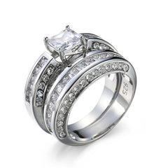 Crystal & Cubic Zirconia Princess-Cut Ring Set