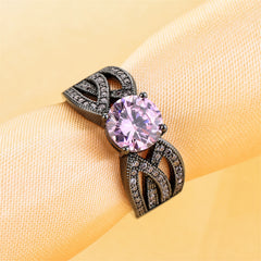 Pink Crystal & Cubic Zirconia Split-Shank Ring