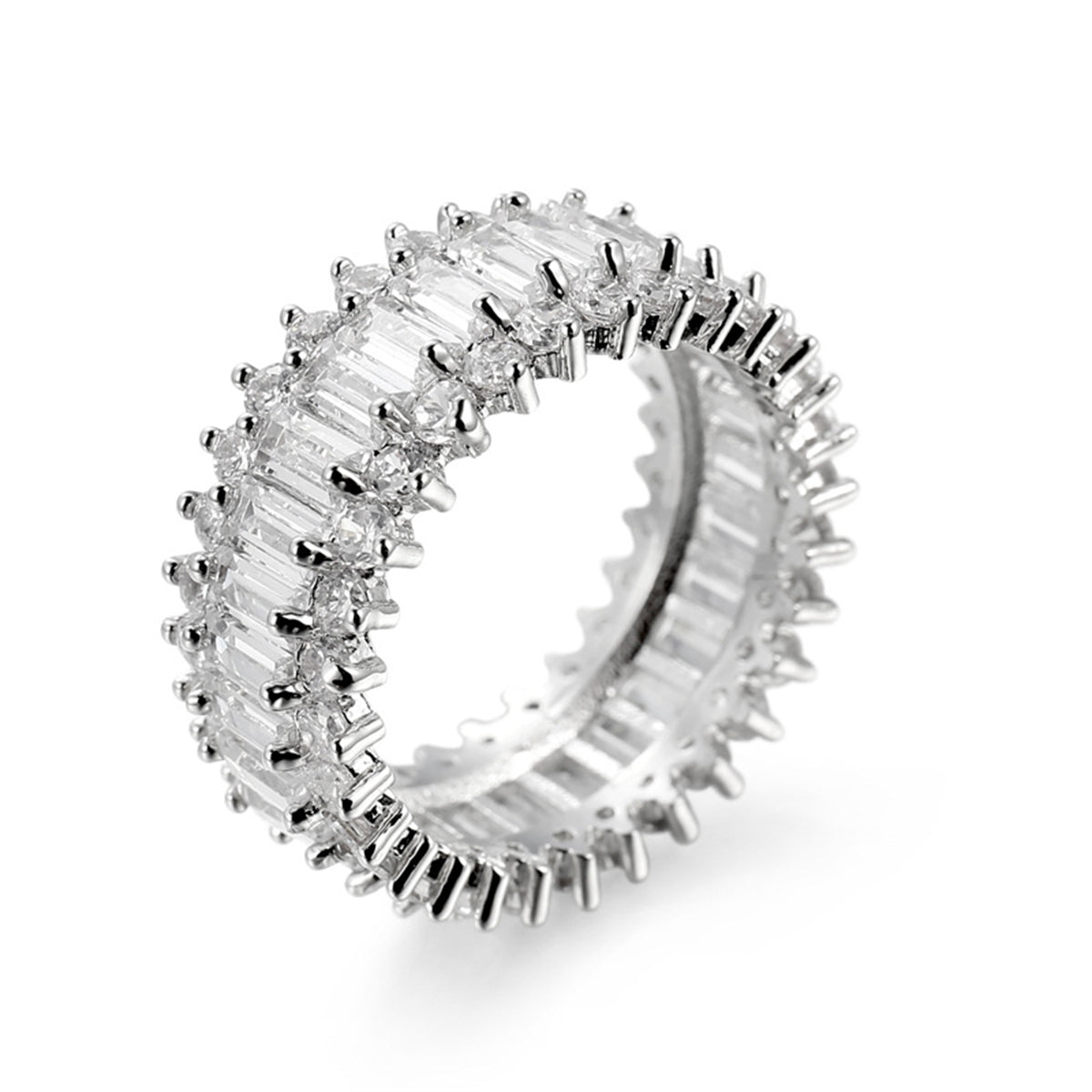 Crystal & Cubic Zirconia Silver-Plated Band Ring