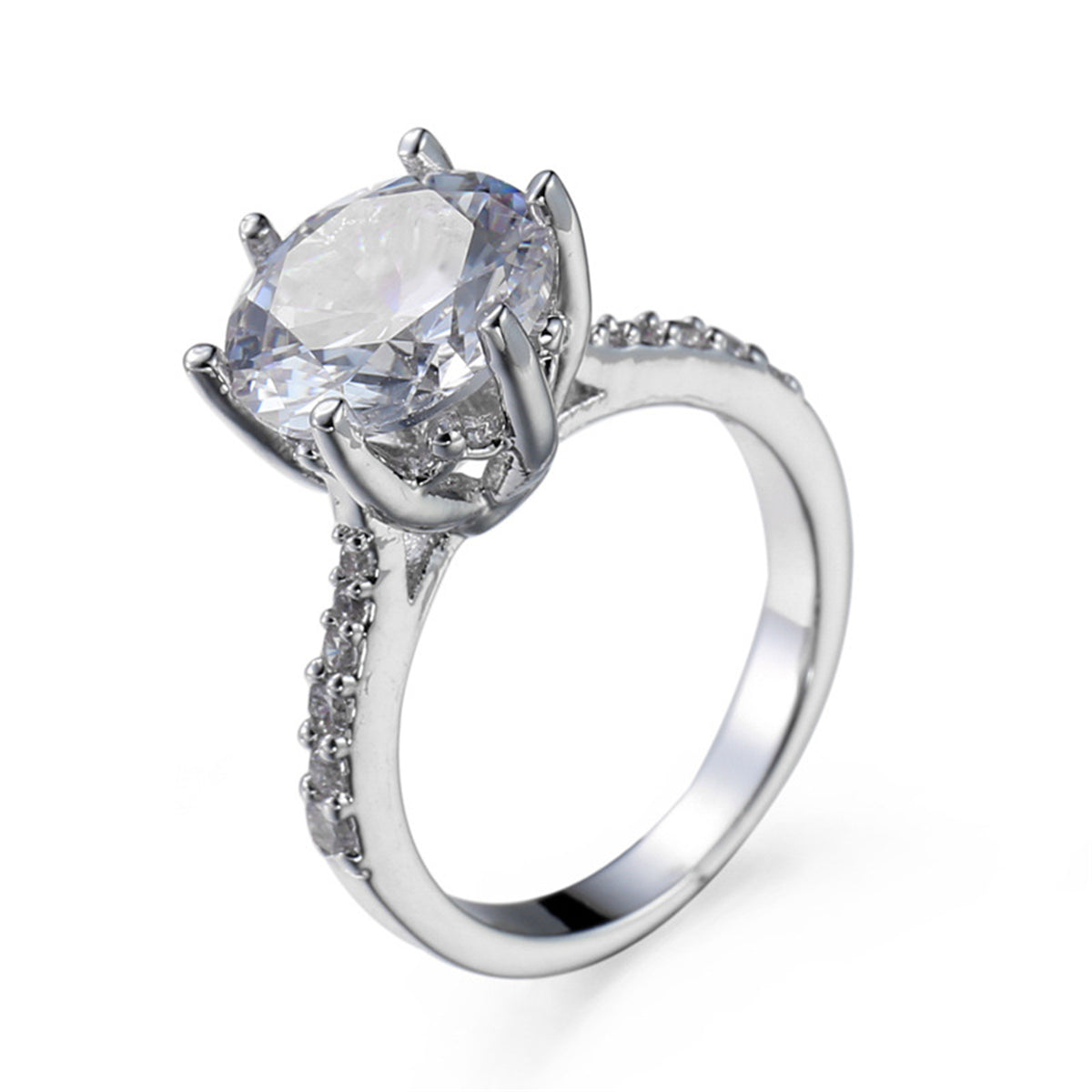 Crystal & Cubic Zirconia Pavé Round-Cut Ring