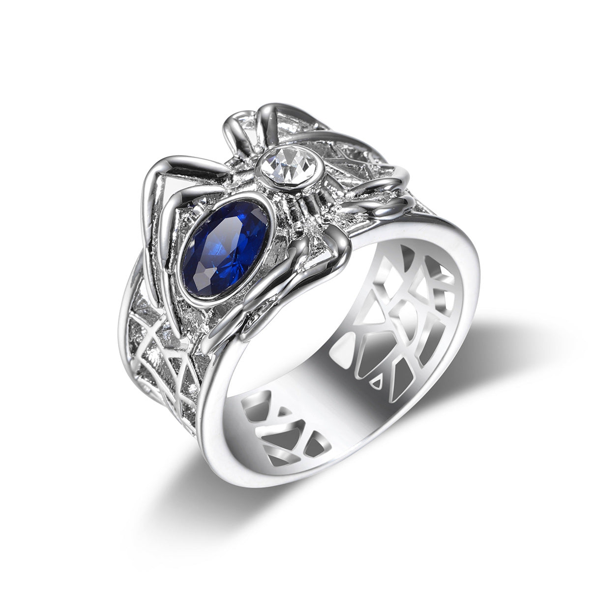 Navy Crystal and Cubic Zirconia Spider Band, jewelry gift sets for women, vintage-inspired design, lifestyle look