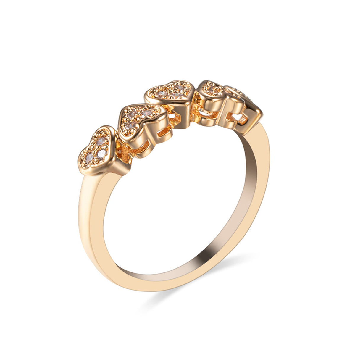 Cubic Zirconia & 18K Gold-Plated Heart Band Ring