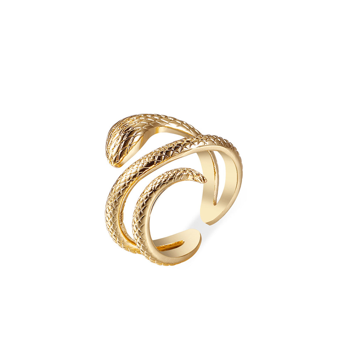 18K Gold-Plated Snake Coiled Open Ring