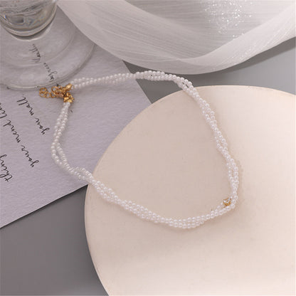 Pearl and Cubic Zirconia 18K Gold-Plated Layered Choker Necklace, chunky gold choker necklace, lifestyle look