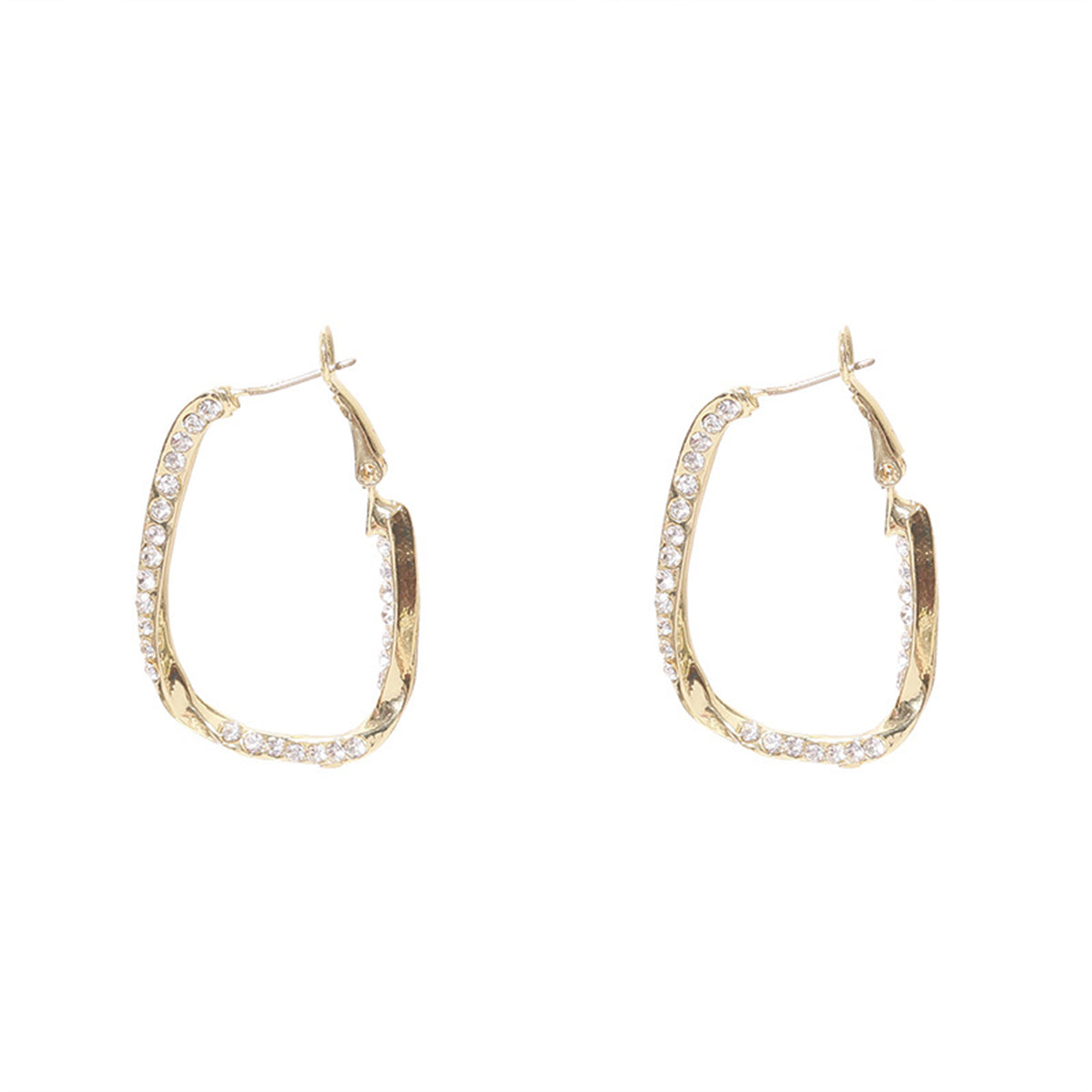 Cubic Zirconia and 18K Gold-Plated Twisted Oval Leverback Earrings, gold drop earrings for women, side view