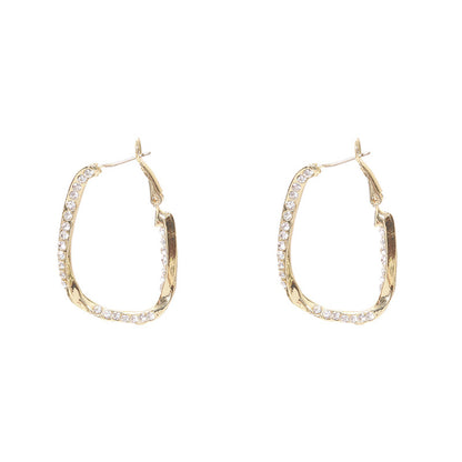 Cubic Zirconia and 18K Gold-Plated Twisted Oval Leverback Earrings, gold drop earrings for women, side view