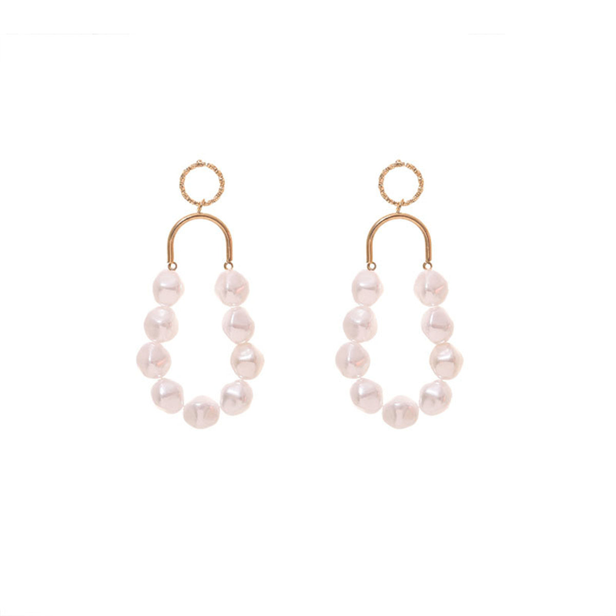 Pearl & 18K Gold-Plated Oval Drop Earrings