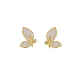 Cubic Zirconia & 18k Gold-Plated Butterfly Stud Earrings