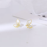 Cubic Zirconia & 18k Gold-Plated Butterfly Stud Earrings